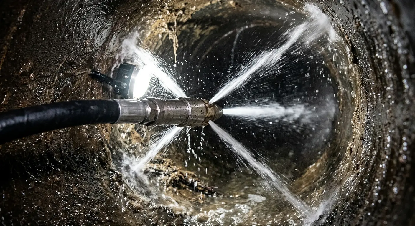 High-pressure hydro jetting nozzle cleaning sewer pipe for Storm Drain Cleaning in Spring Garden